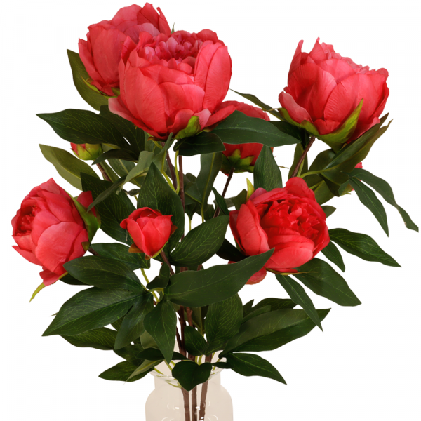 Kunstbloemen boeket met 9 pioenrozen