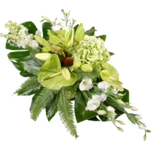 Rouwstuk modern wit - groen