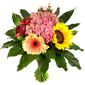 Modern boeket Hortensia - zonnebloem