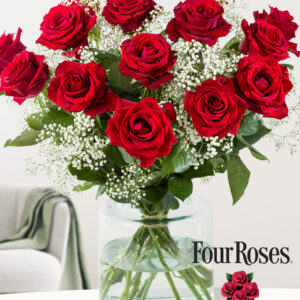 15 rode rozen met gipskruid