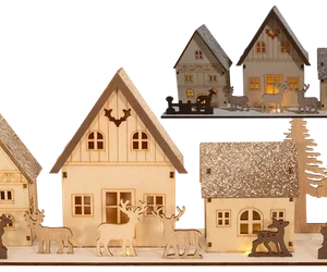 Kerstdorp met LED - van 29,95 nu voor 22,95 L40cm x H18cm x B10cm