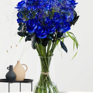 20 blauwe rozen met panicum