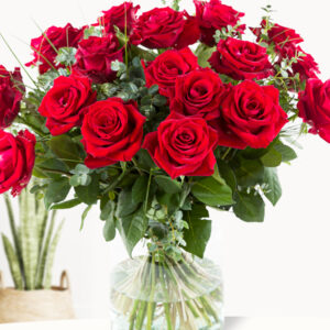 20 rode rozen met eucalyptus - EverRed