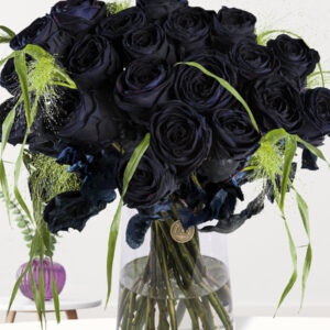 20 zwarte rozen met panicum