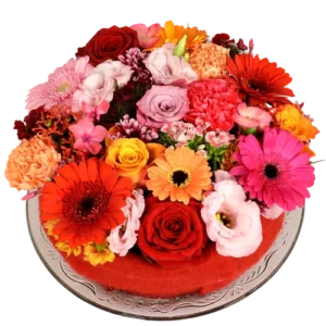 Bloementaart rood oranje roze