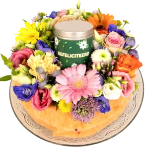 Gefeliciteerd taart blikje dropkrijtjes