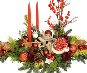 Tafelkerststuk romantisch Rood - Lengte ca. 65cm