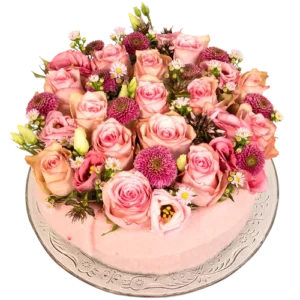 Roze rozen bloementaart