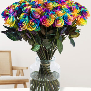 50 regenboog rozen - XL rozen