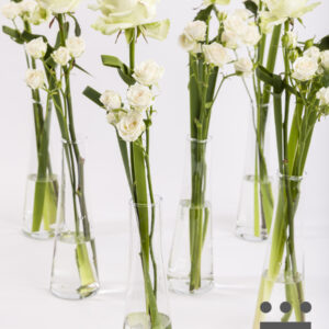 6 witte tafelstukjes, inclusief vaasjes - Goud | Hoog