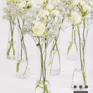 6 witte tafelstukjes, inclusief vaasjes - Zilver | Hoog