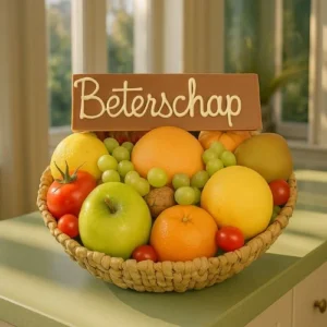 Fruitschaal beterschap met chocoladereep