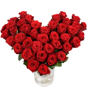 Groot hart boeket van rode rozen