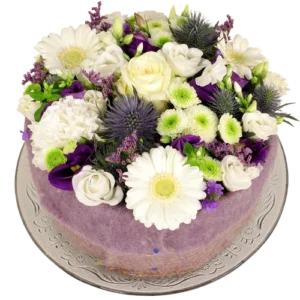 Wit paarse bloementaart