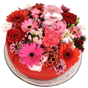 Roze rode bloementaart