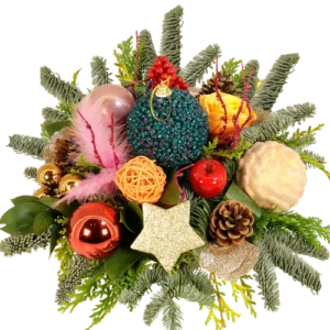 Feestelijk rond kerststuk bont met goud