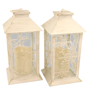 Vintage lantaarn Dikke LED kaars H 29cm x B 14cm