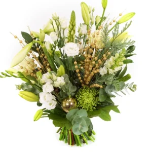 Geplukt kerstboeket wit - goud