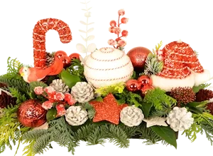 Kerststuk Candy cane langwerpig 55cm lang