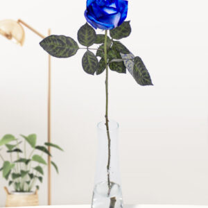Enkele blauwe roos, inclusief vaasje
