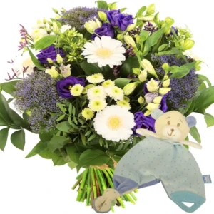 Boeket jongen + tutteldoekje bijtring