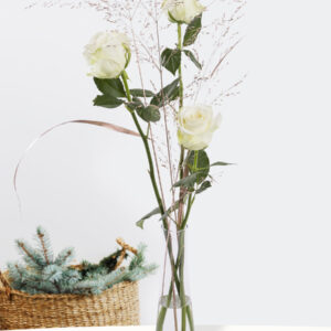 Kerstarrangement wit-goud | Inclusief vaasje