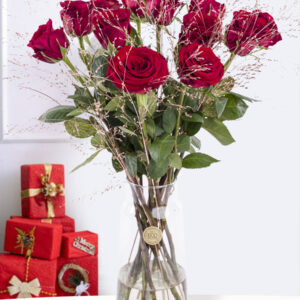 Kerstboeket rood-goud