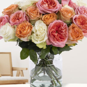 Mix boeket zalm-roze-wit | Rozen uit Ecuador