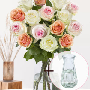 Rozenboeket Lena + gratis glasvaas Evita