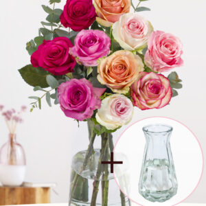 Rozenboeket Lisa + gratis glasvaas Evita