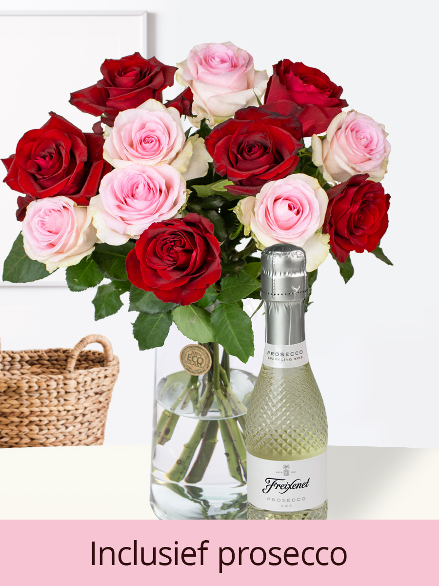 Rozenboeket Romy + prosecco 0,2L