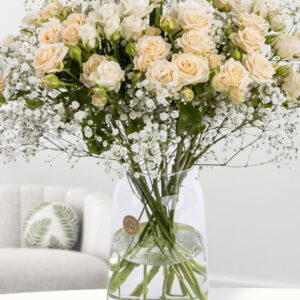 Trosrozen boeket wit/crème | Large