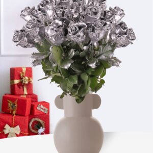 Zilverkleurige waxrozen - Kies je aantal - 10 t/m 99 rozen